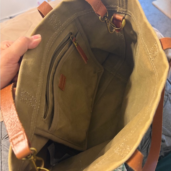 Madewell Olive Canvas Tote with Tan Leather Straps - Picture 5 of 7